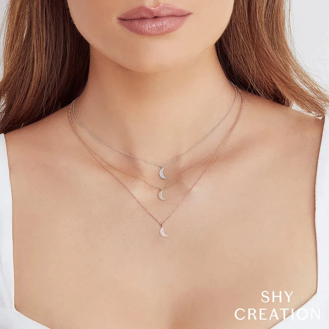 0.06ctw Diamond Crescent Moon Necklace