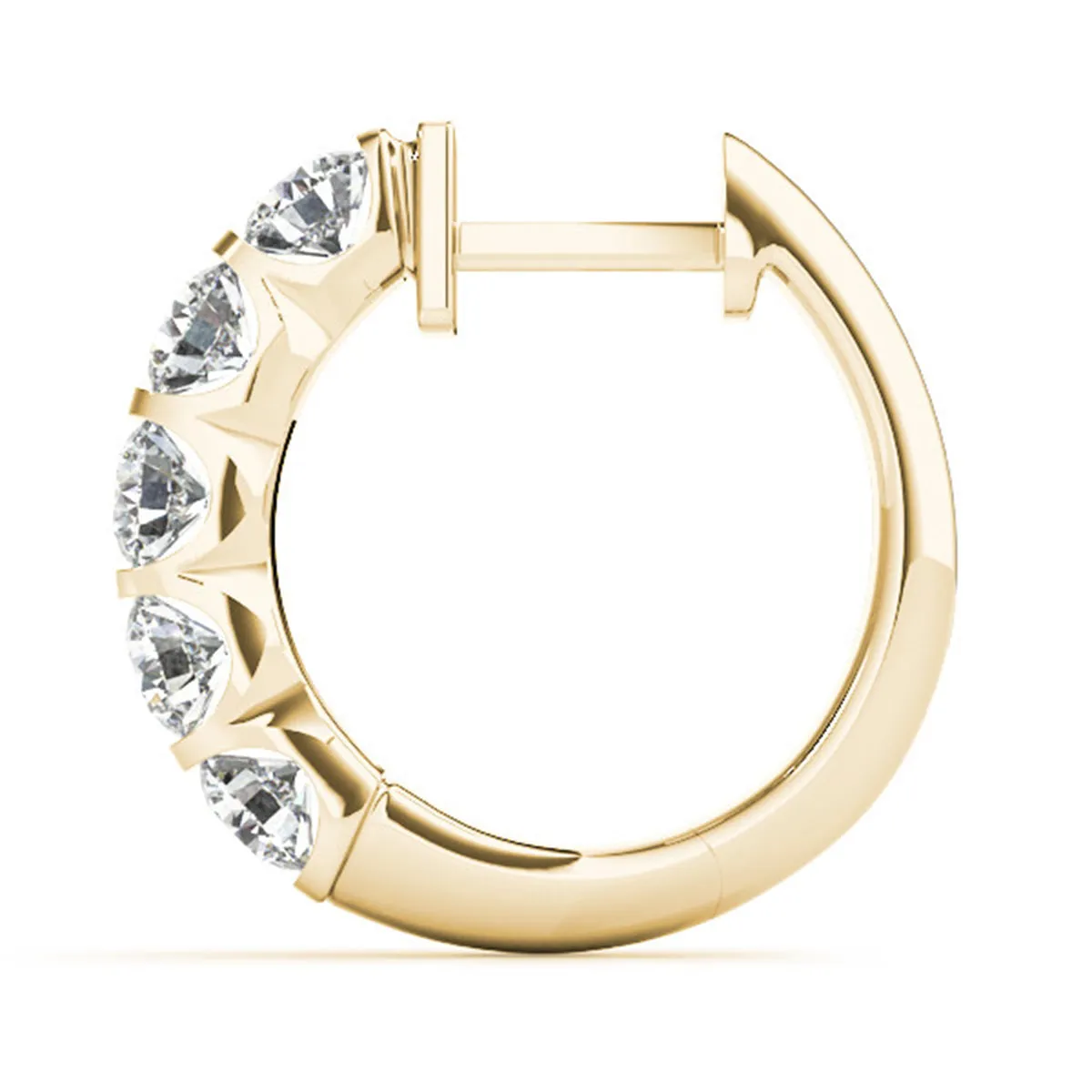 1 Carat Tw Natural Channel Set Diamond Hoop Earrings In 14K Yellow Gold