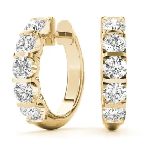 1 Carat Tw Natural Channel Set Diamond Hoop Earrings In 14K Yellow Gold