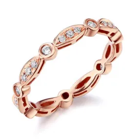 14K Rose Gold Wedding Band Ring 0.3Ct Natural Diamonds Art Deco Vintage Style MKR7070