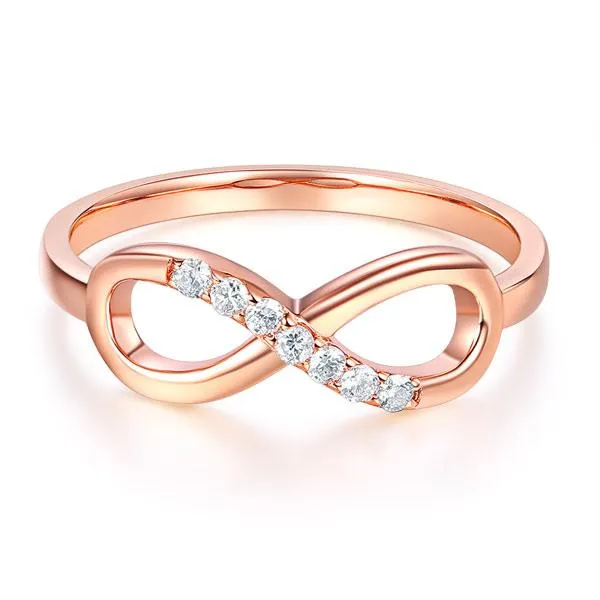 14K Rose Gold Wedding Band Women Diamond Ring MKR7112