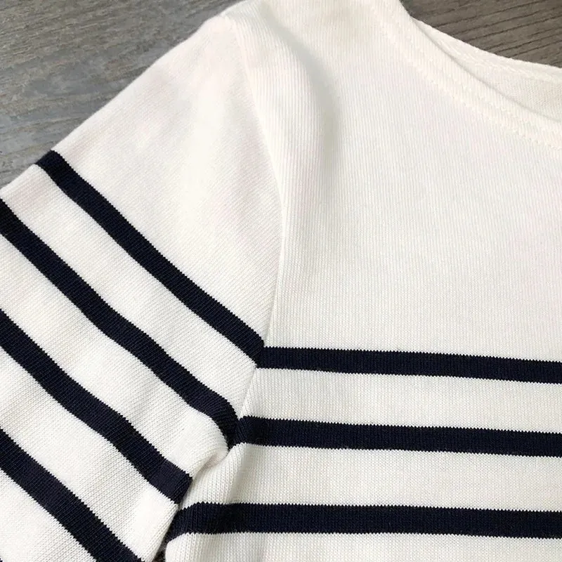 2024 Long Sleeve Striped Combed Cotton T-Shirt for Women