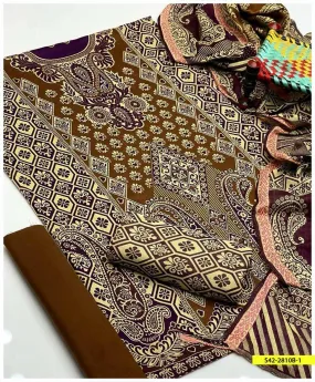 3 PC Unstitched Wool Shirt & Trouser With Jacquard Dupatta