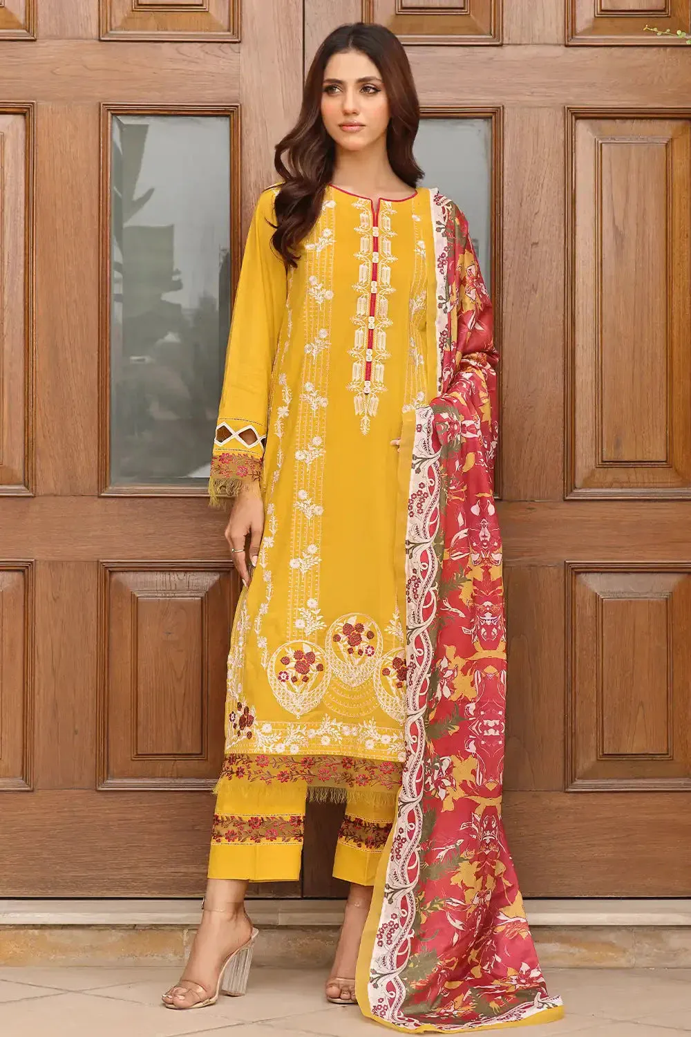 3PC Embroidered Unstitched Lawn Suit KSE-2450