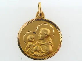 5734 - 19.2k Portuguese Gold Round (21mm) Solid "Saint Anthony" Medal