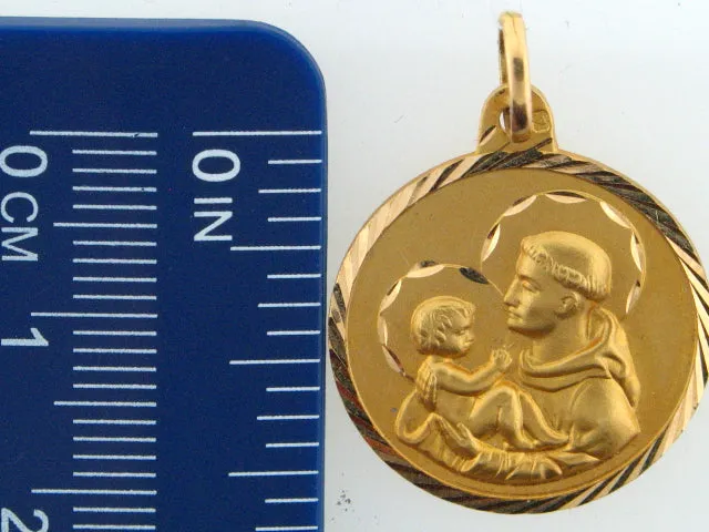 5734 - 19.2k Portuguese Gold Round (21mm) Solid "Saint Anthony" Medal