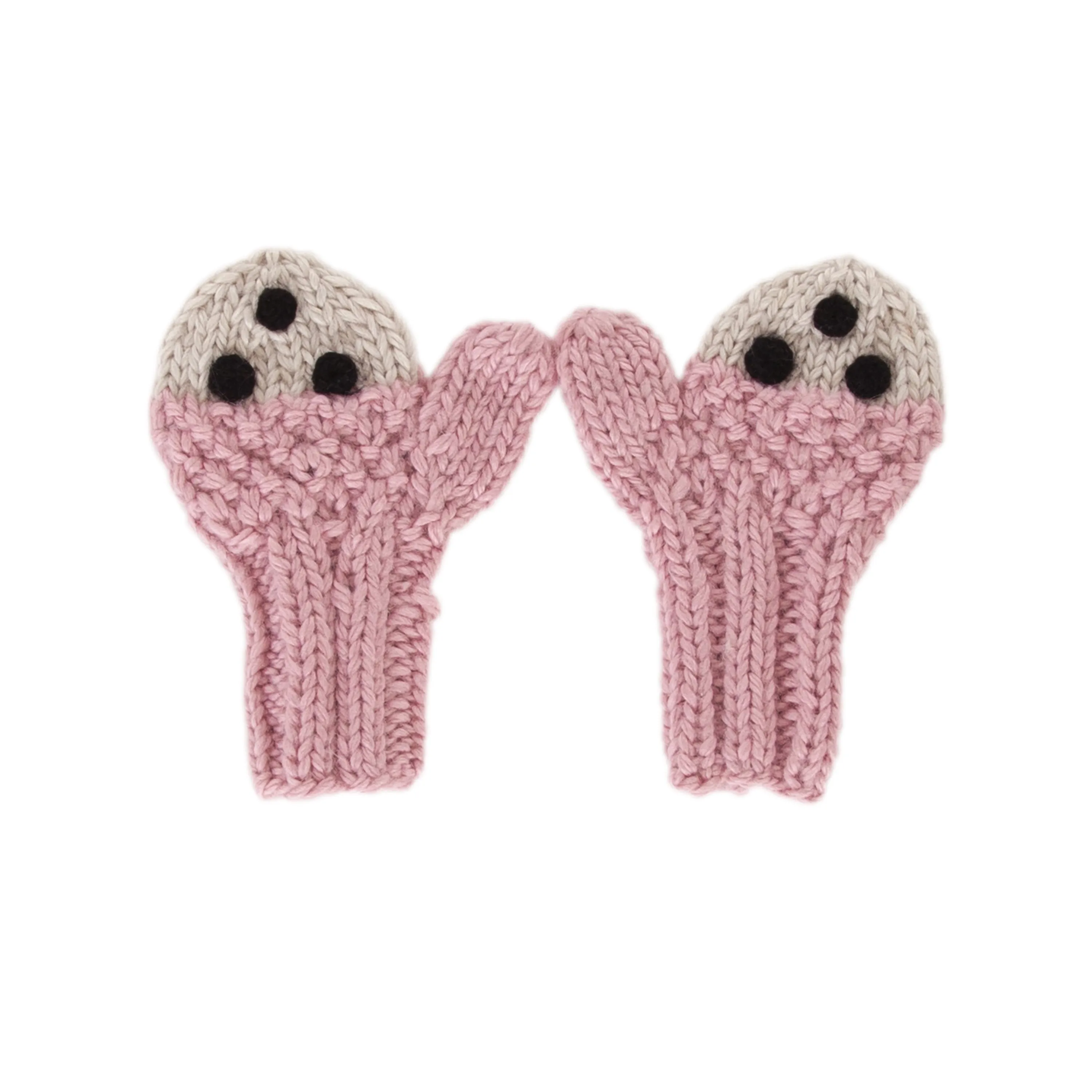 Acorn Bear Face Mittens - Pink