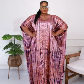 African Kampala Silk Drawstring Boubou Kaftan - Abeni