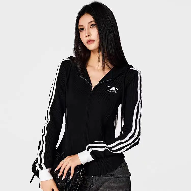 AG Women's American Striped Knitted Hoodie