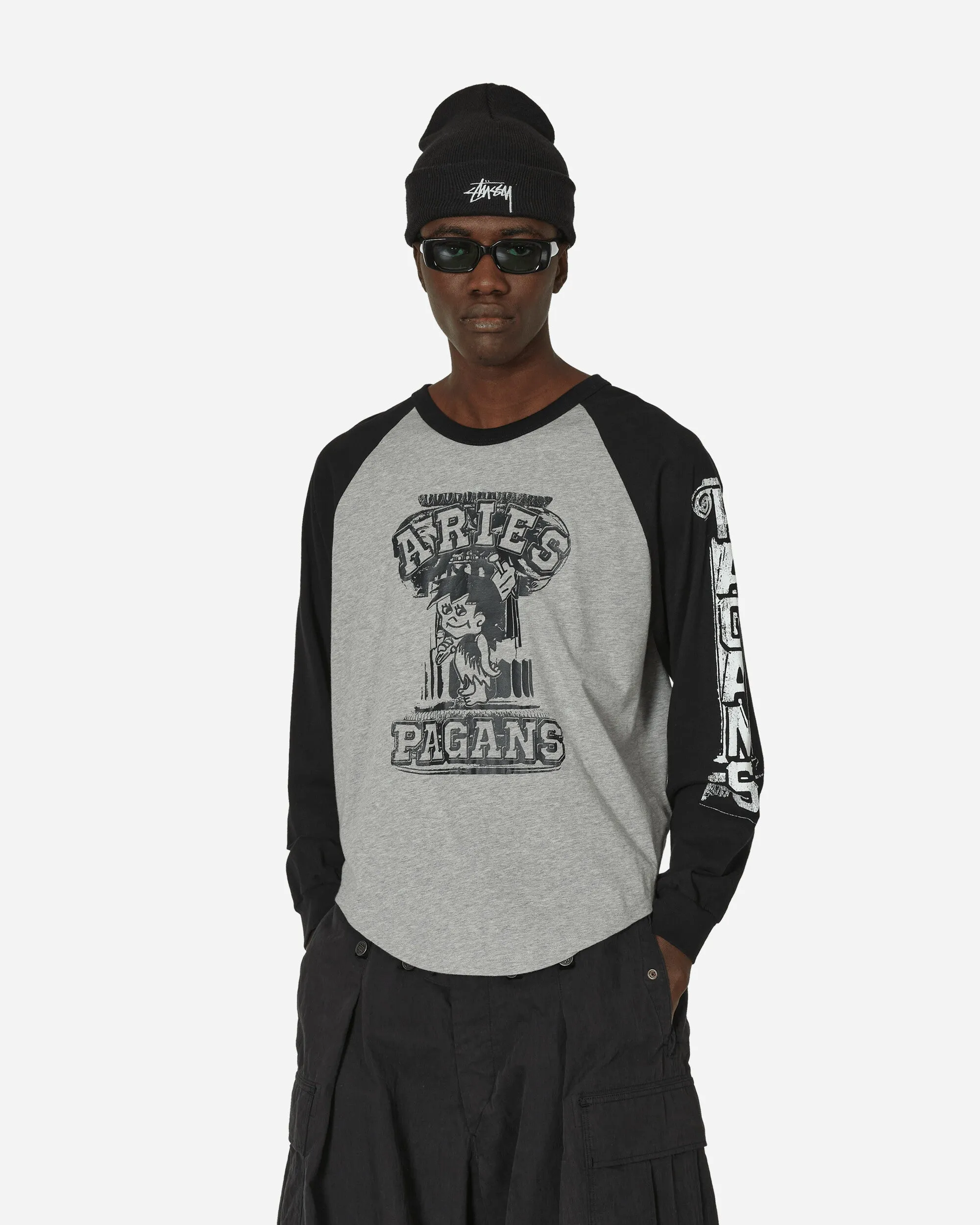 Aged Raglan Baseball Longsleeve T-Shirt Grey / Black