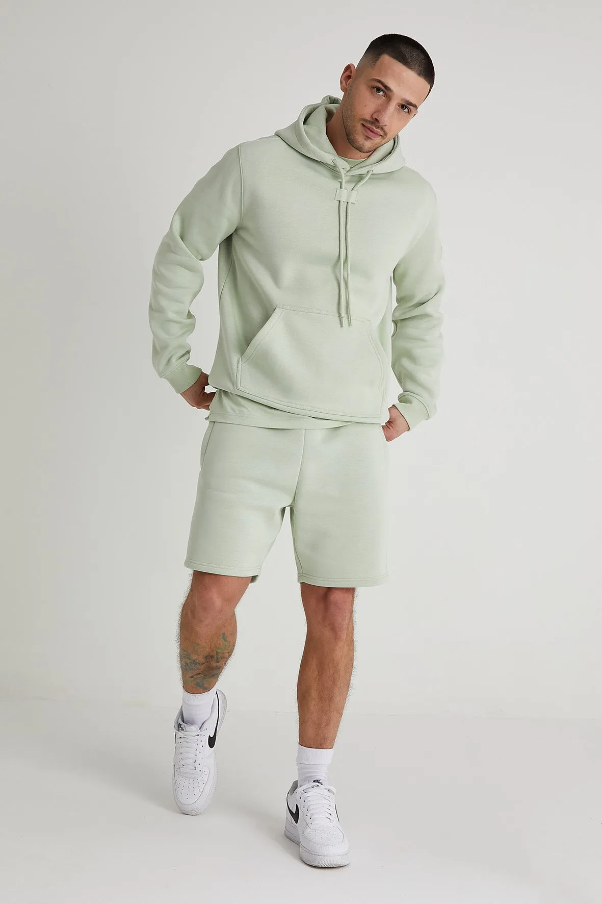 Aldo premium brushback fleece hoodie in Artichoke