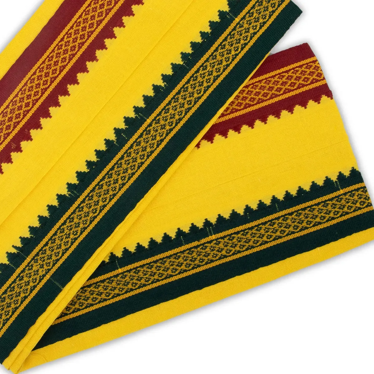 Angavastra - 35 x 70 Inches | Mla Design Border Shawl/ Yellow Towel for Men