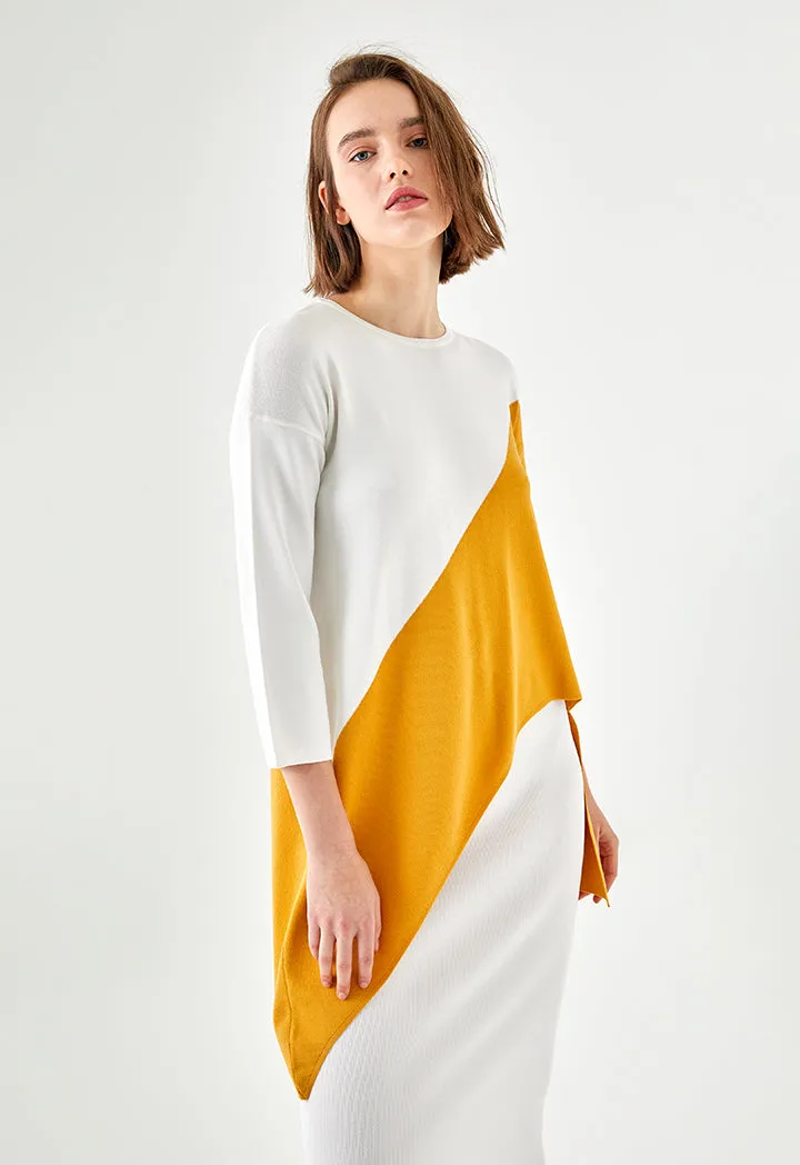 Asymmetric Colorbock Knit Top