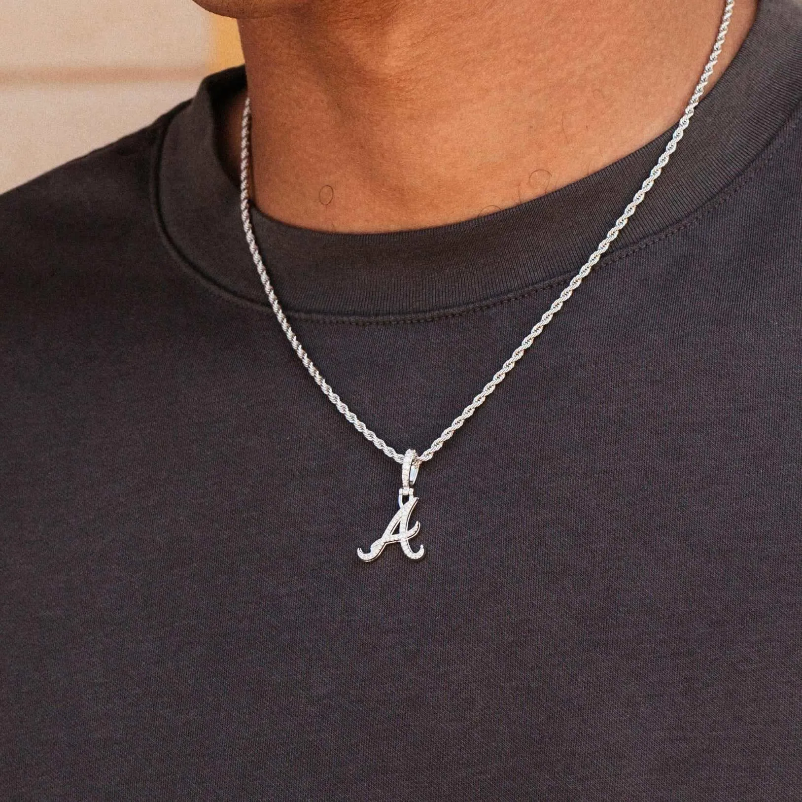 Atlanta Braves Micro Pendant in White Gold