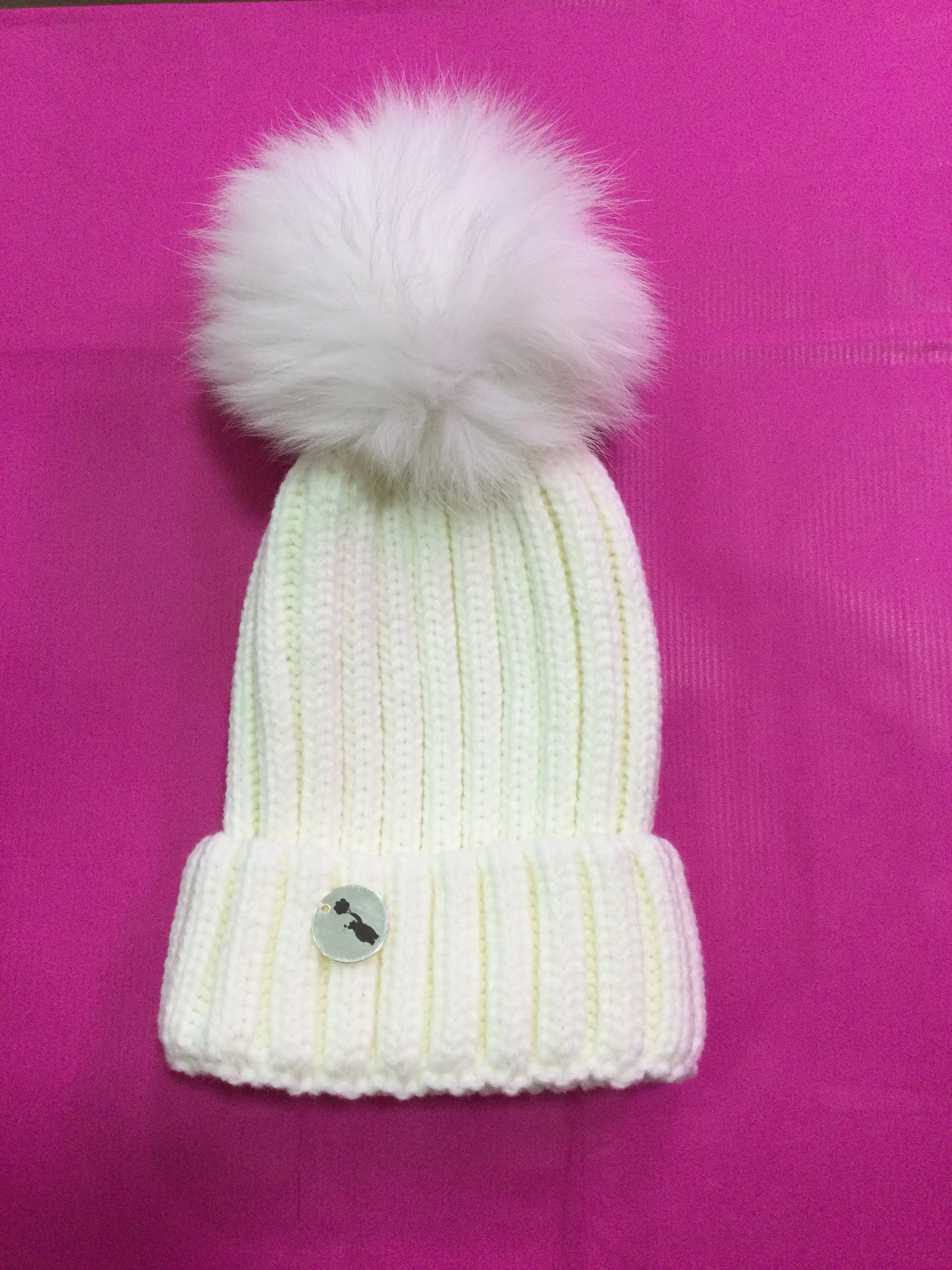 B&B Single Pom Pom Hat- Cream