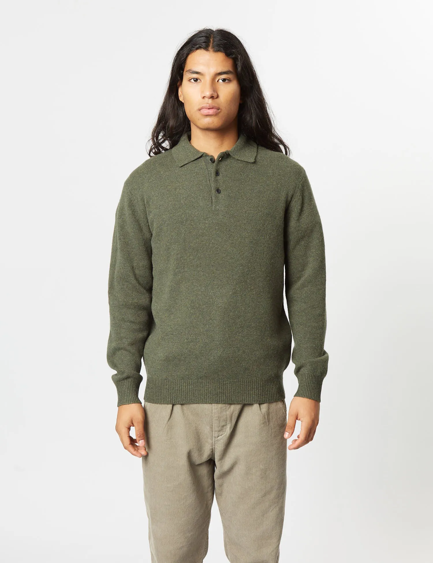 Beams Plus Knit Polo 9G - Green