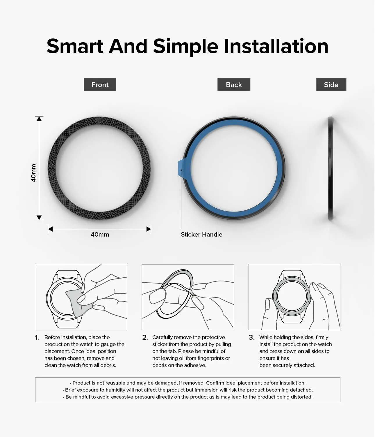 Bezel Styling Compatible with Samsung Galaxy Watch 4 40mm - Black [40-41]