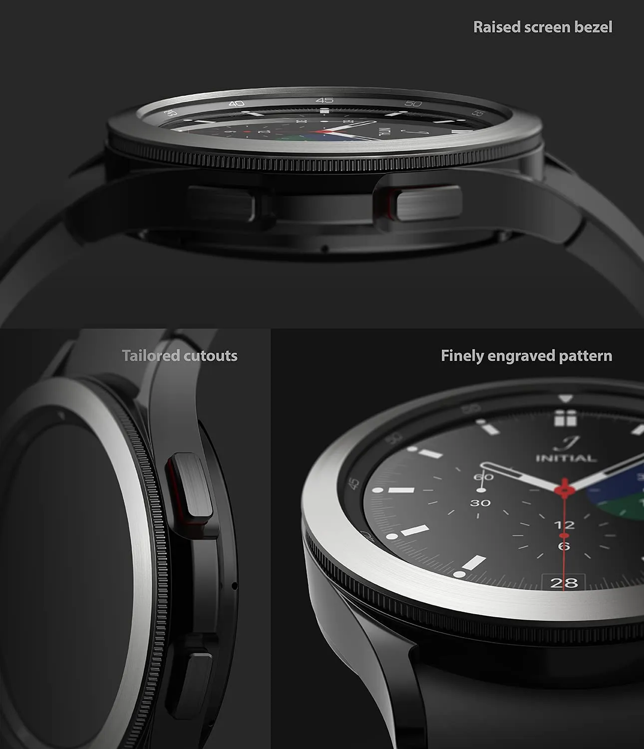 Bezel Styling Compatible with Samsung Galaxy Watch 4 Classic 42mm - Silver [42-04]