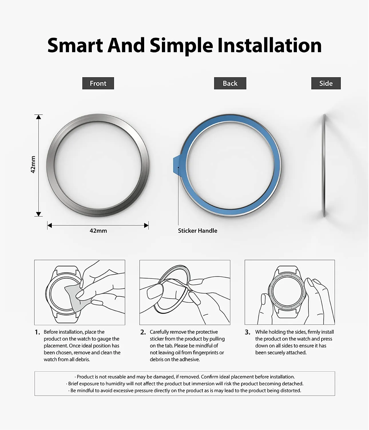 Bezel Styling Compatible with Samsung Galaxy Watch 4 Classic 42mm - Silver [42-04]