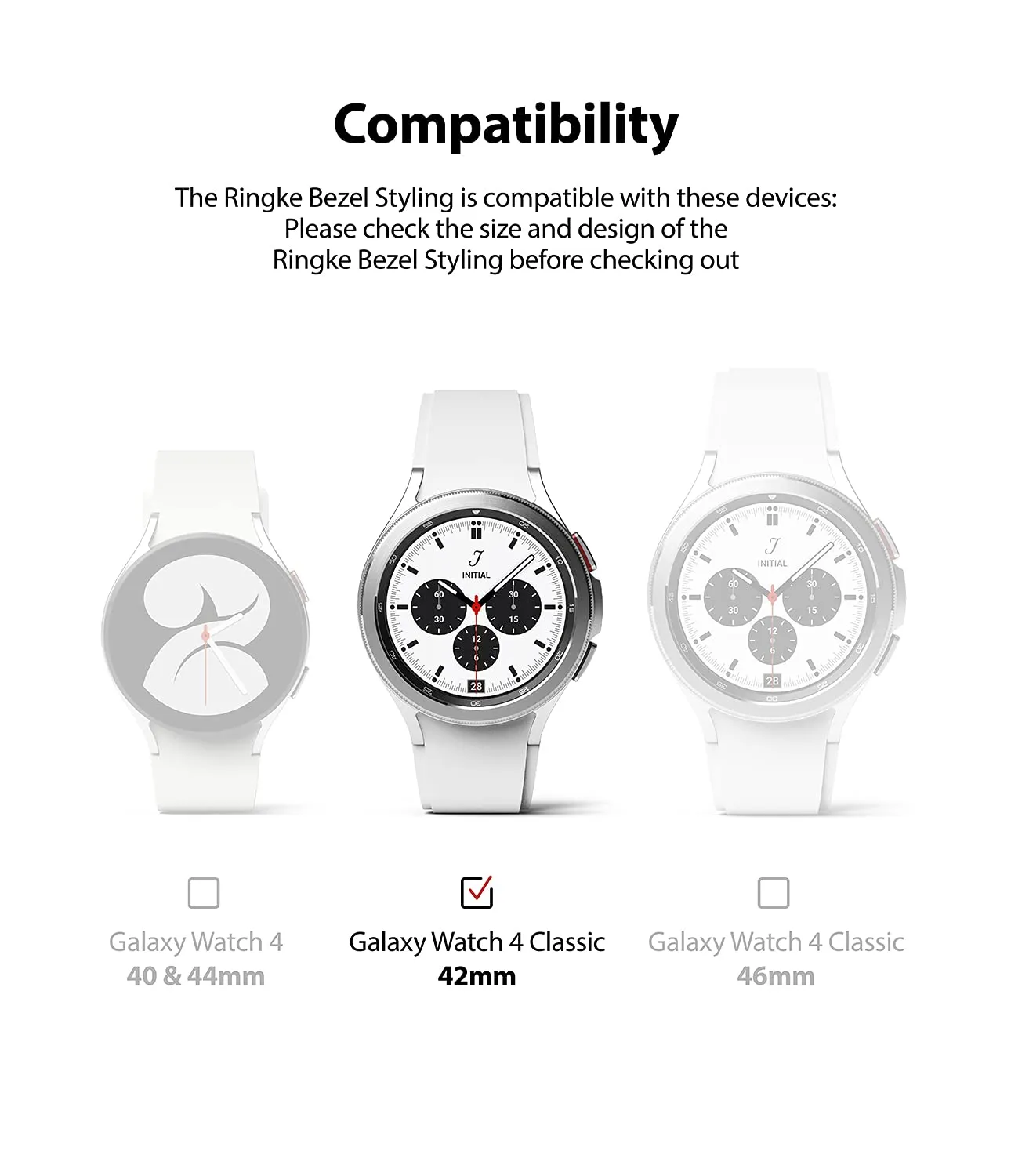 Bezel Styling Compatible with Samsung Galaxy Watch 4 Classic 42mm - Silver [42-04]