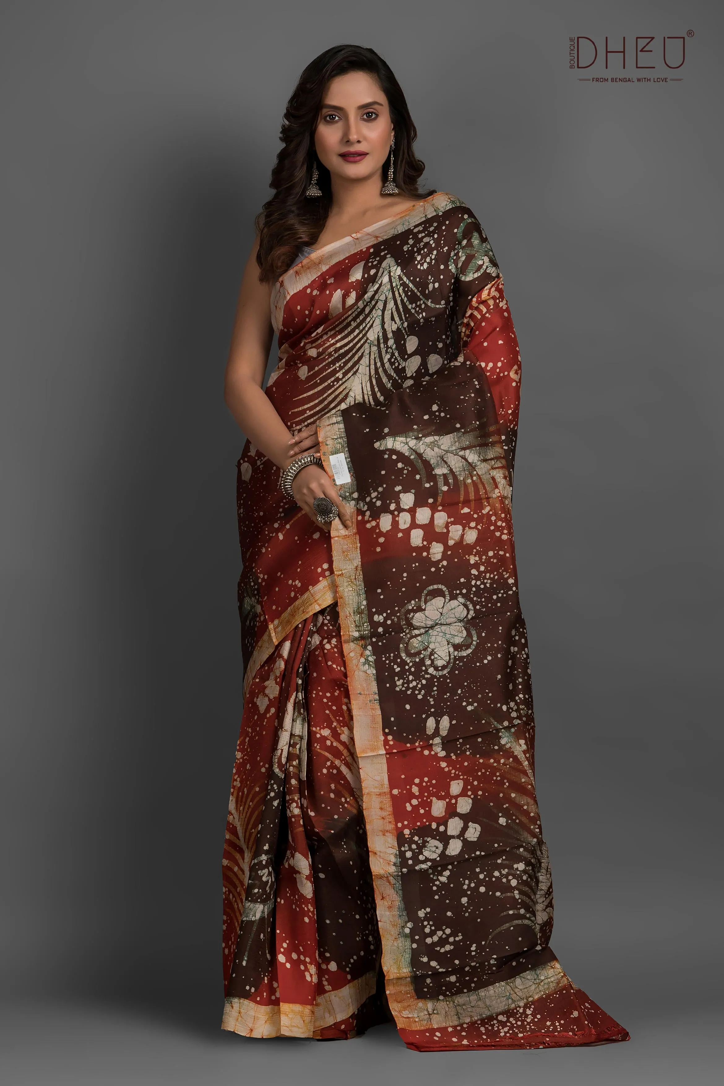 Bishnupuri Silk Batik Saree (Silk Mark Certified)