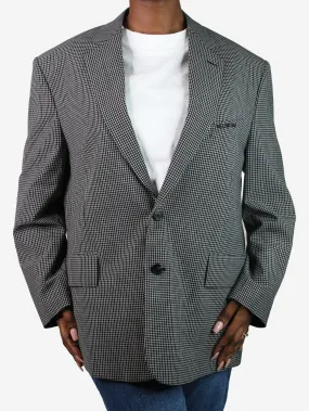 Black checked wool-blend blazer - size UK 8