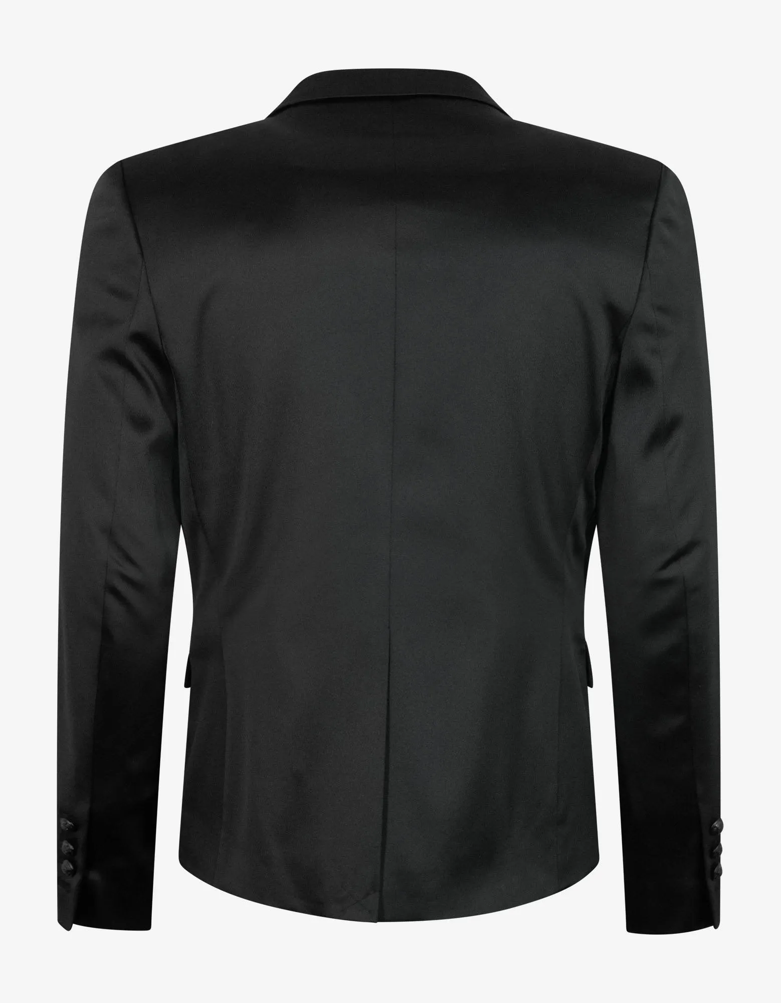 Black Double-Breasted Silk Blazer -