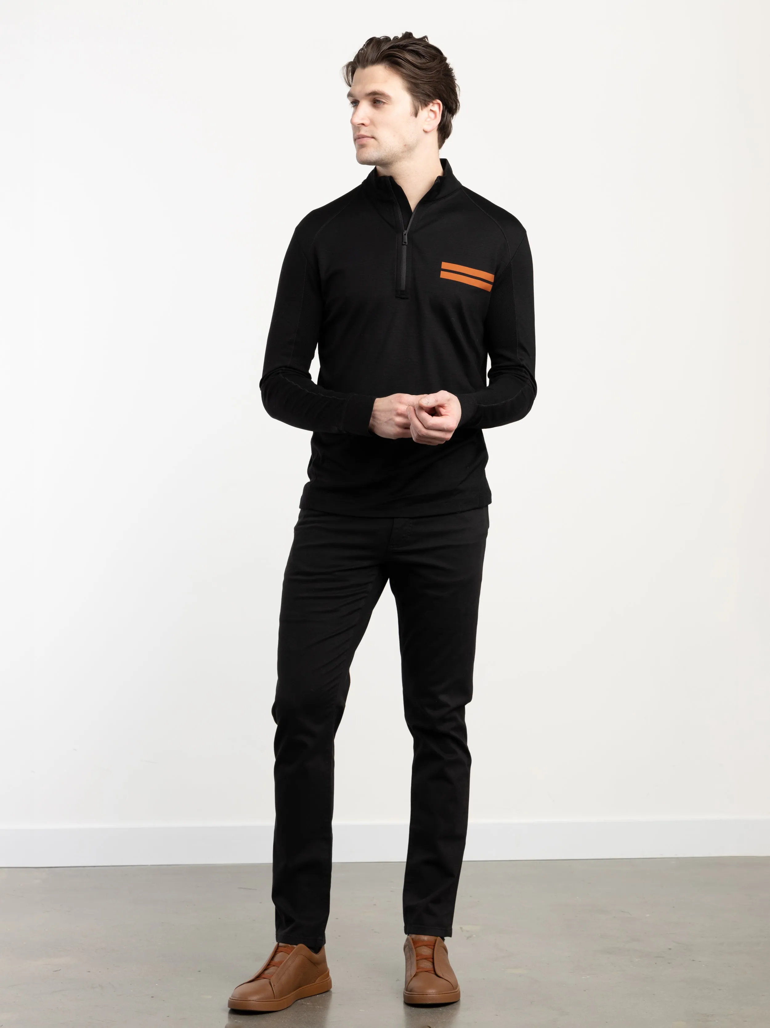 Black High Performance™ Wool Zip Mock Neck Sweatshirt