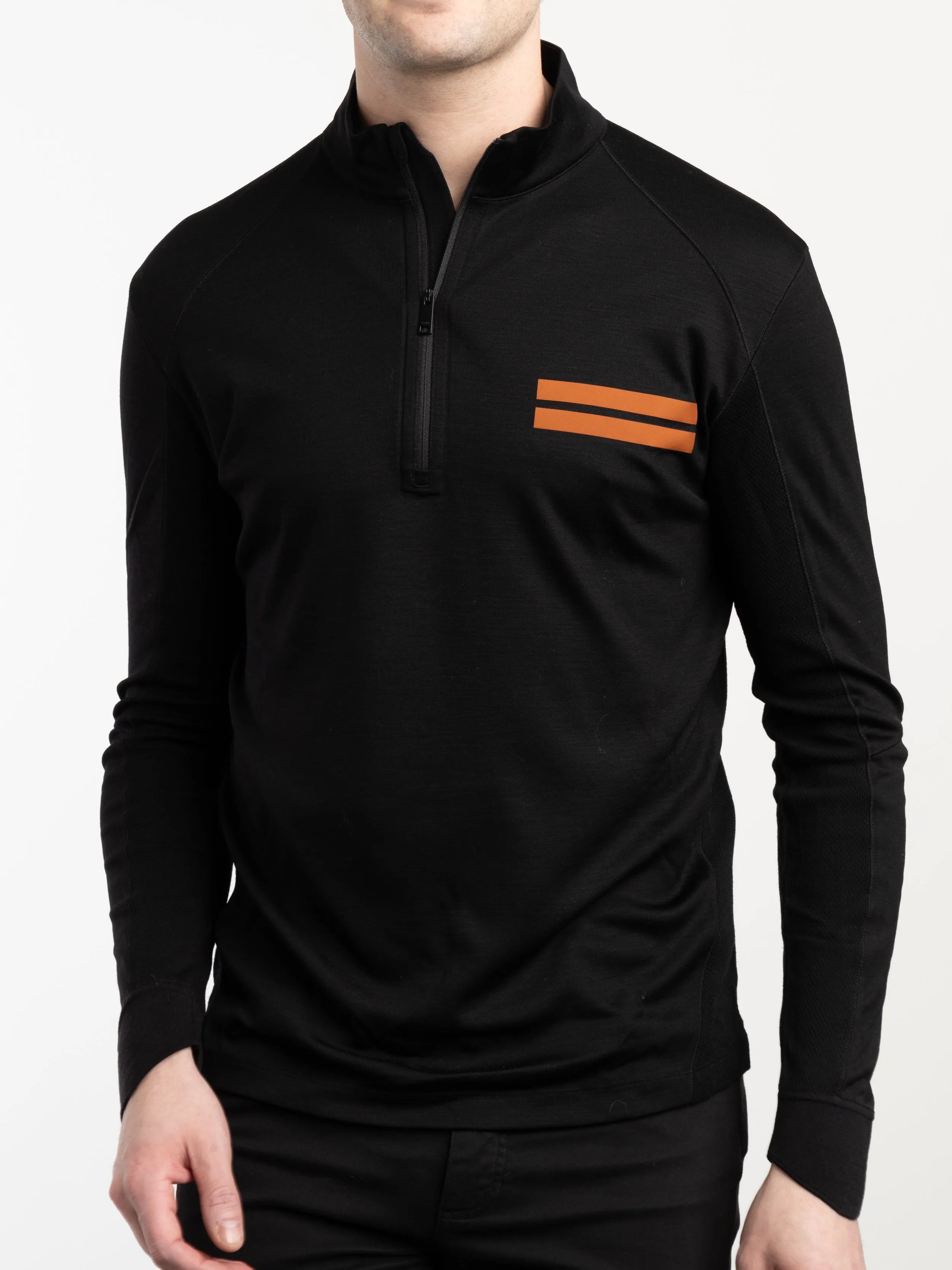 Black High Performance™ Wool Zip Mock Neck Sweatshirt