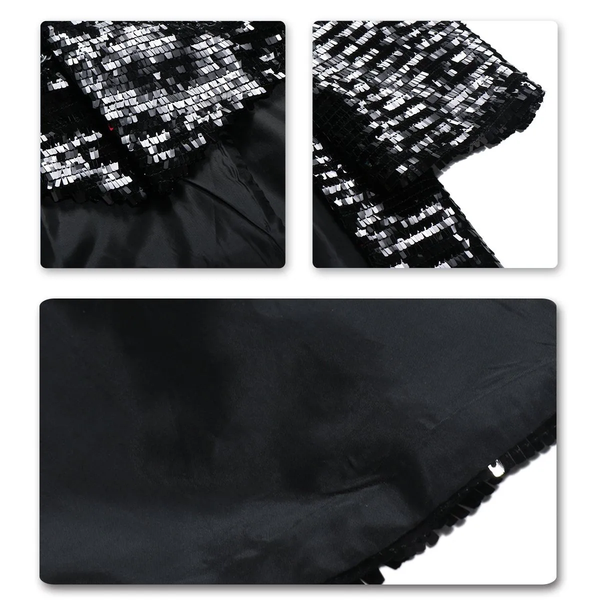 Black Sequin Modern Fit Swallow-Tailed Coat