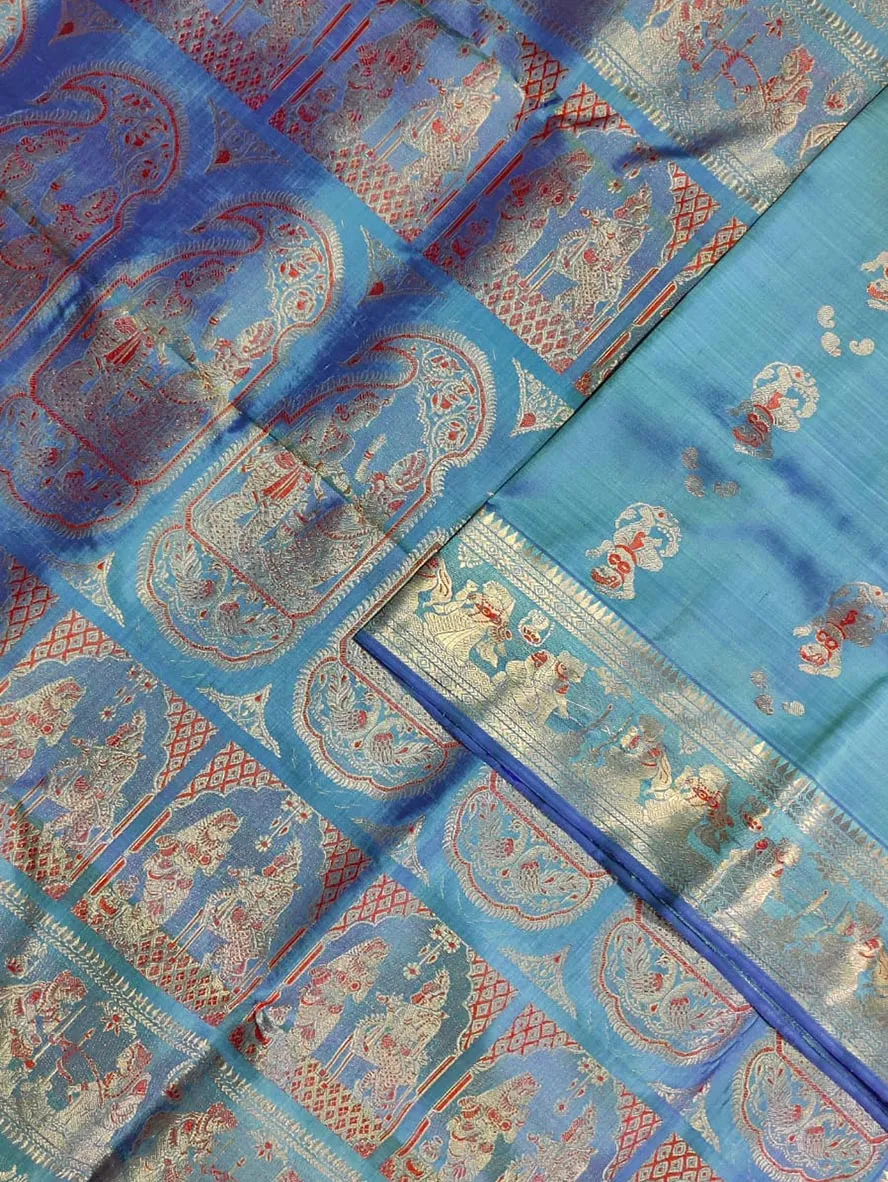 Blue Baluchari Handloom Pure Silk Saree