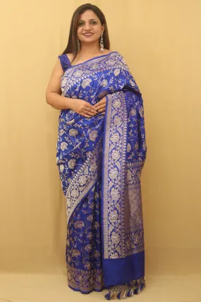 Blue Banarasi Handloom Pure Katan Silk Saree