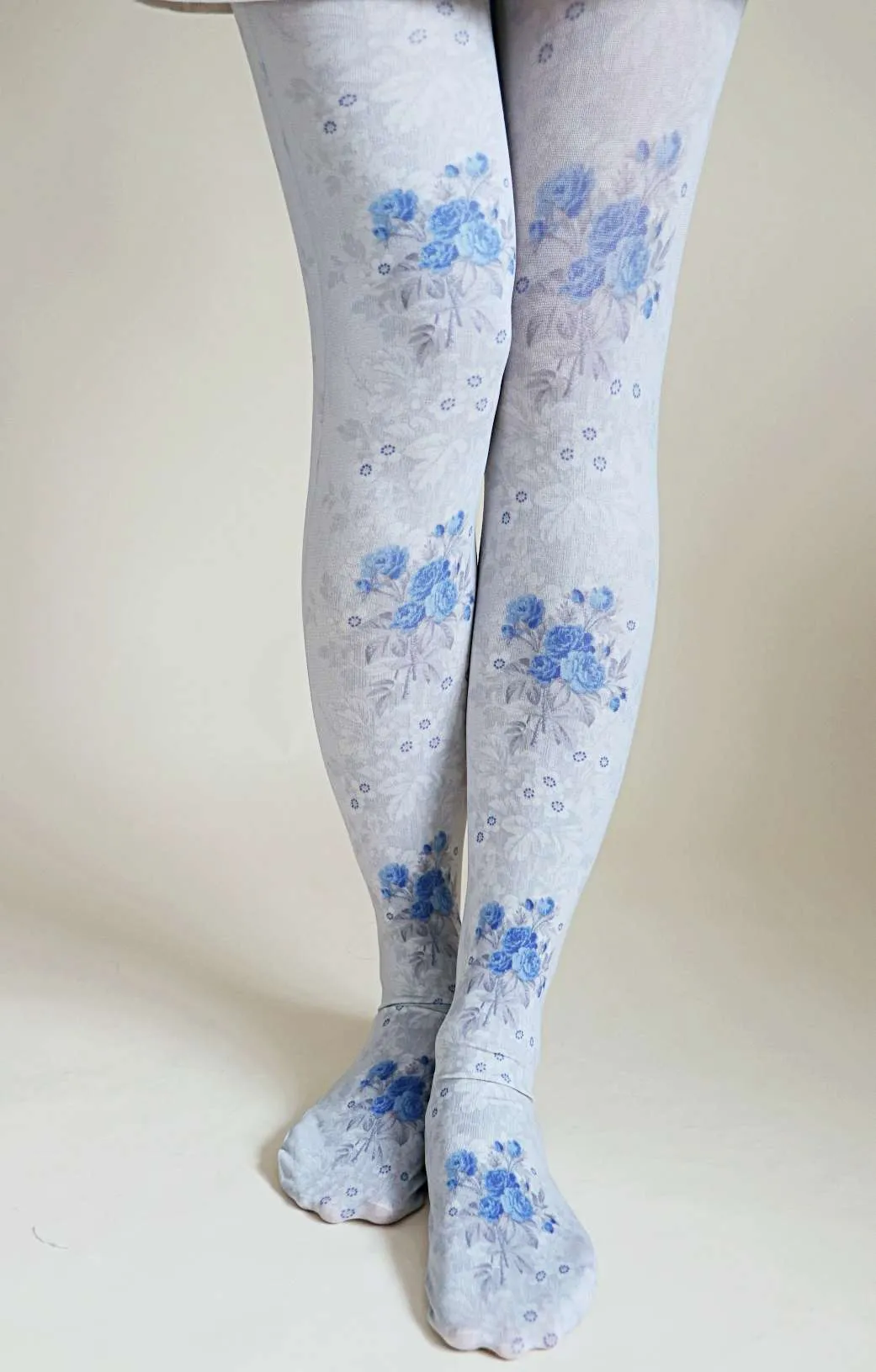 Blue Rose Flower by SMITHSONIANS MUSEUM Printed Art Tights