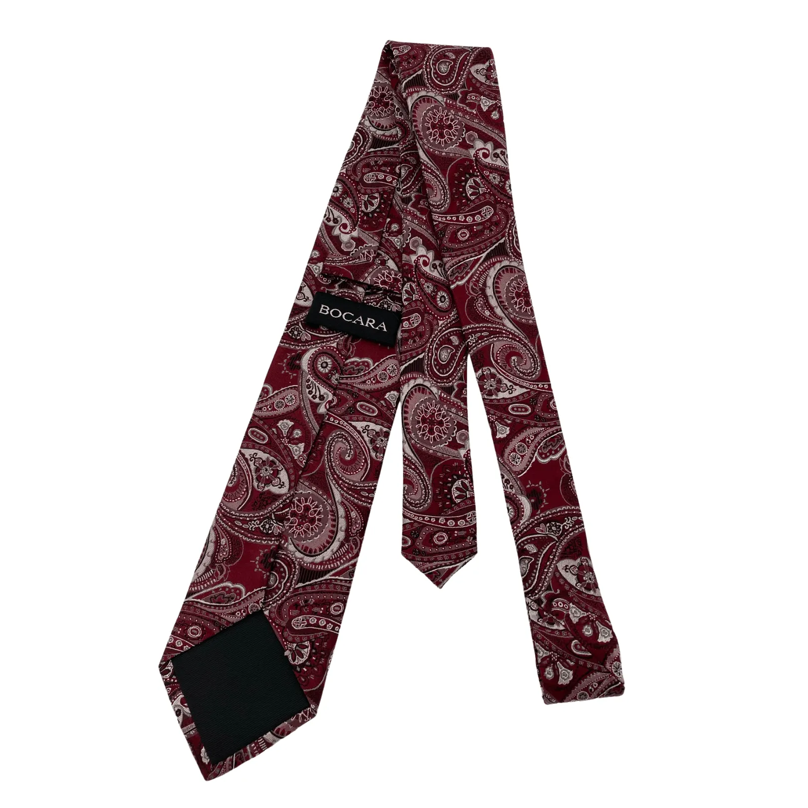 BOCARA Silk Paisley Tie - Burgundy New w/Out Tags