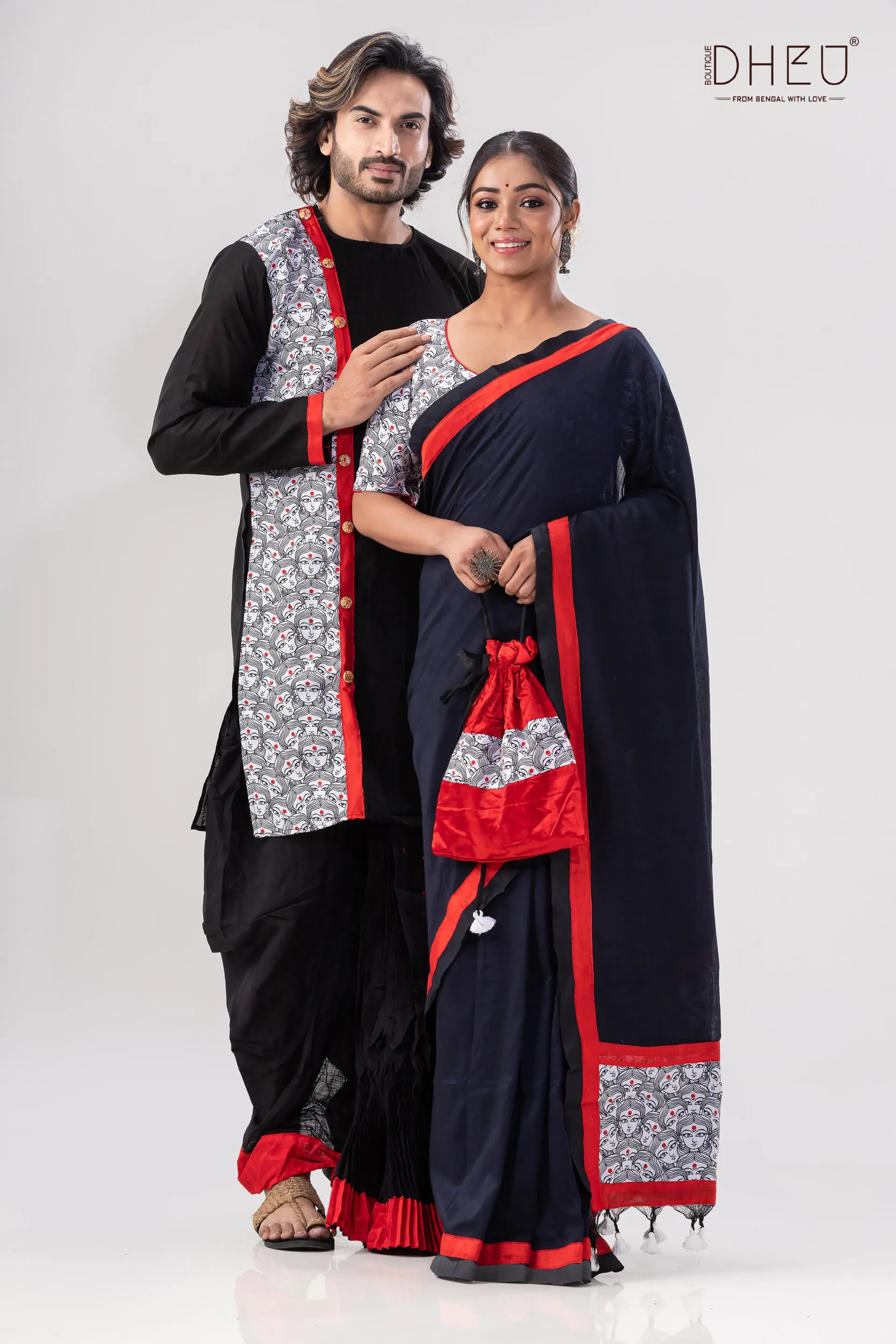 BosuDhara- Kurta-Saree Couple Set