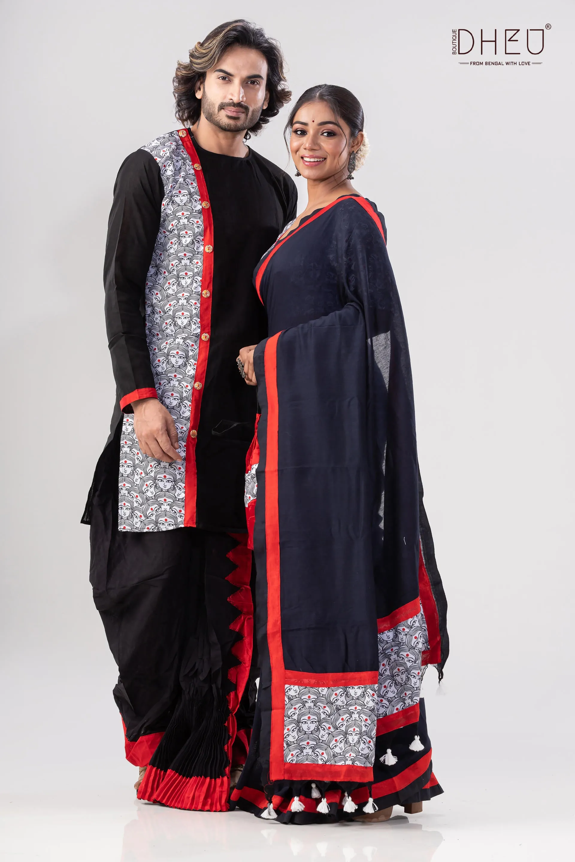 BosuDhara- Kurta-Saree Couple Set