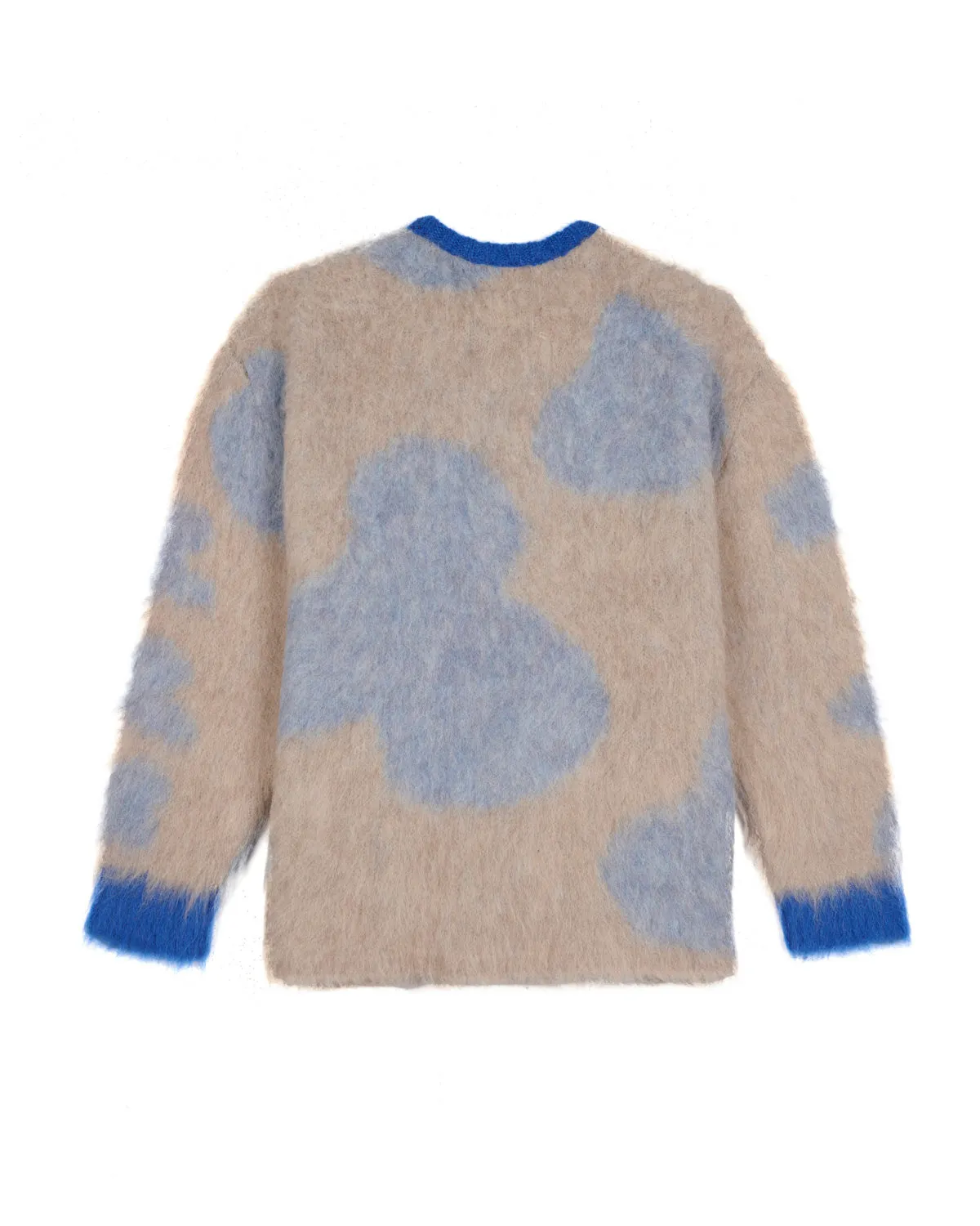 Boxy Knit Cow Print Sweater - Taupe