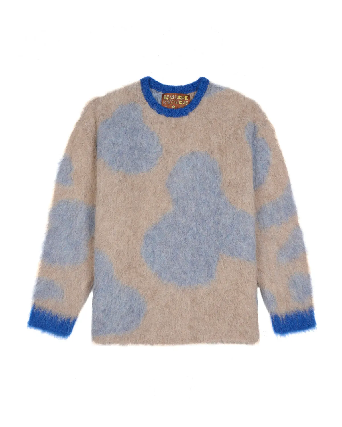 Boxy Knit Cow Print Sweater - Taupe