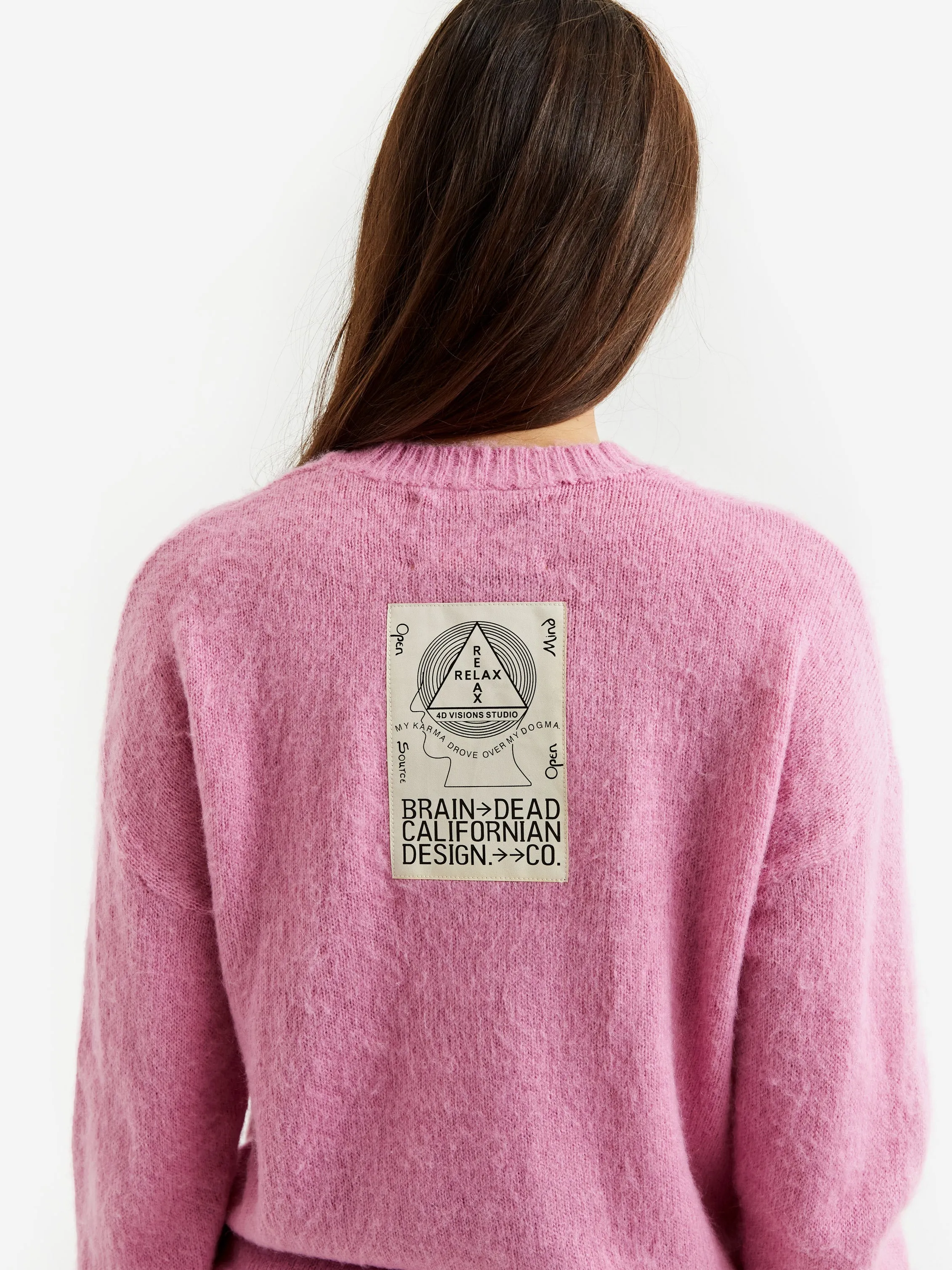 Superfuzz Logohead Crewneck Sweater in Fuchsia by Brain Dead - Womens