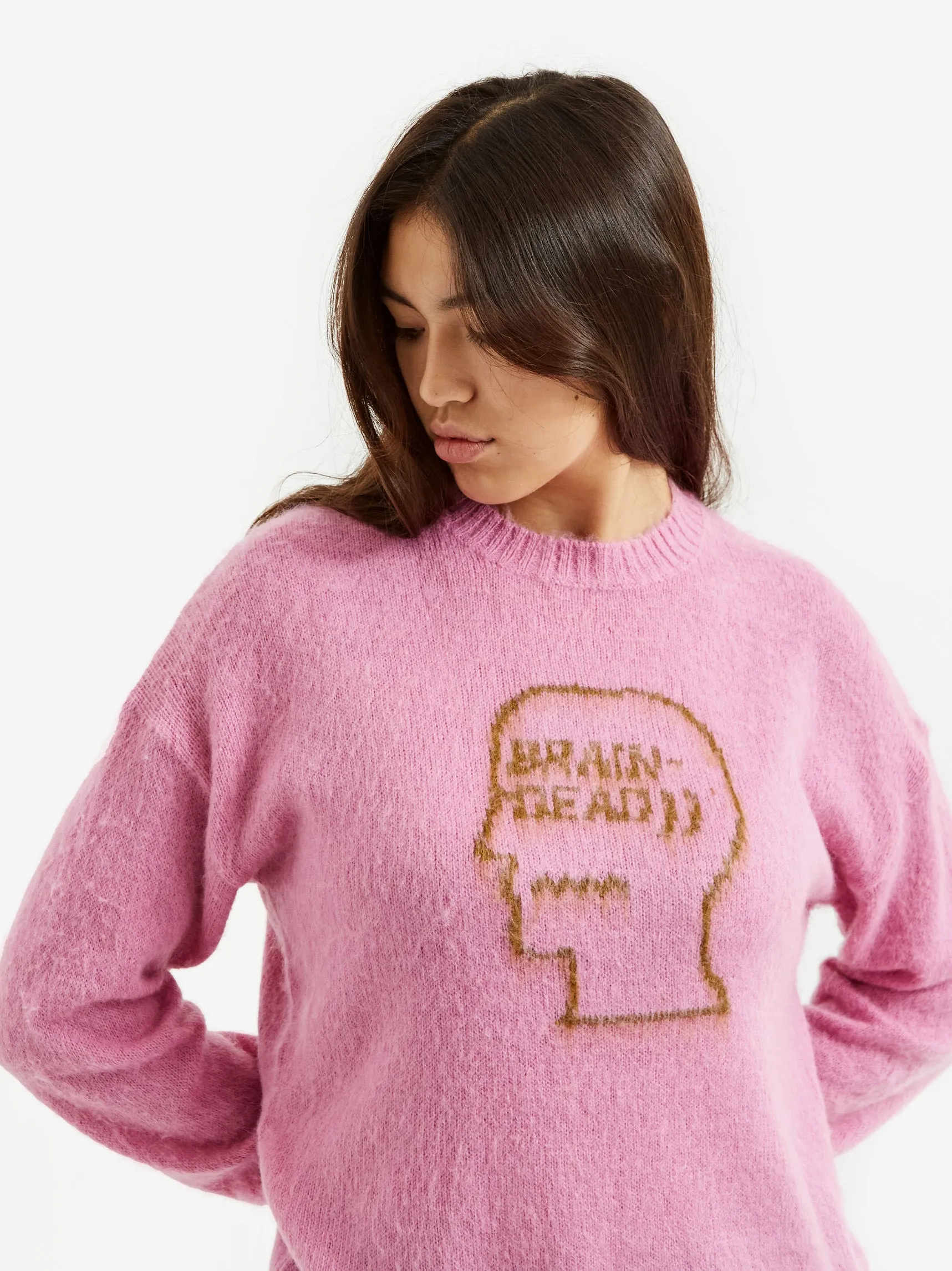 Superfuzz Logohead Crewneck Sweater in Fuchsia by Brain Dead - Womens