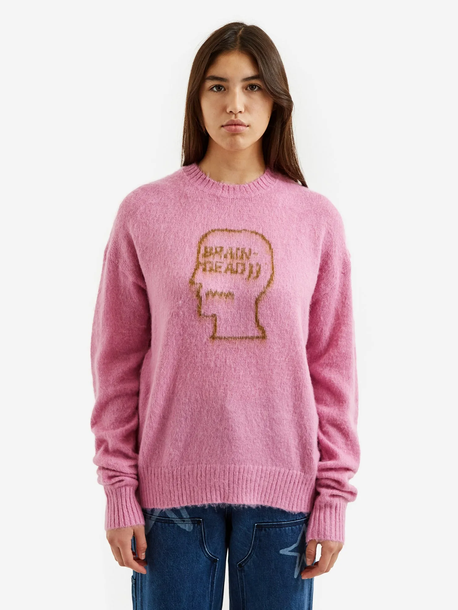 Superfuzz Logohead Crewneck Sweater in Fuchsia by Brain Dead - Womens