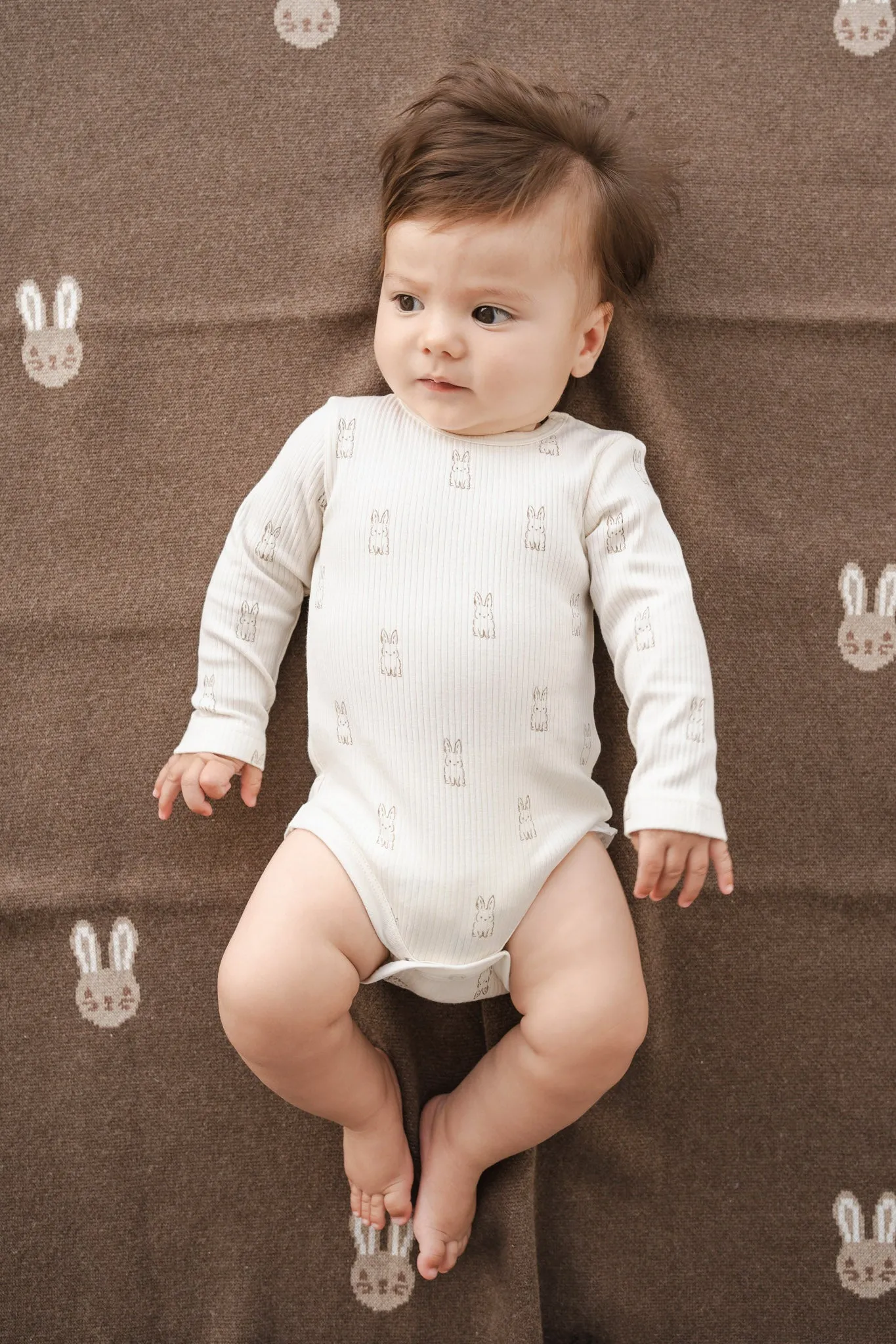 Bunny Knitted Blanket - Sepia Marle