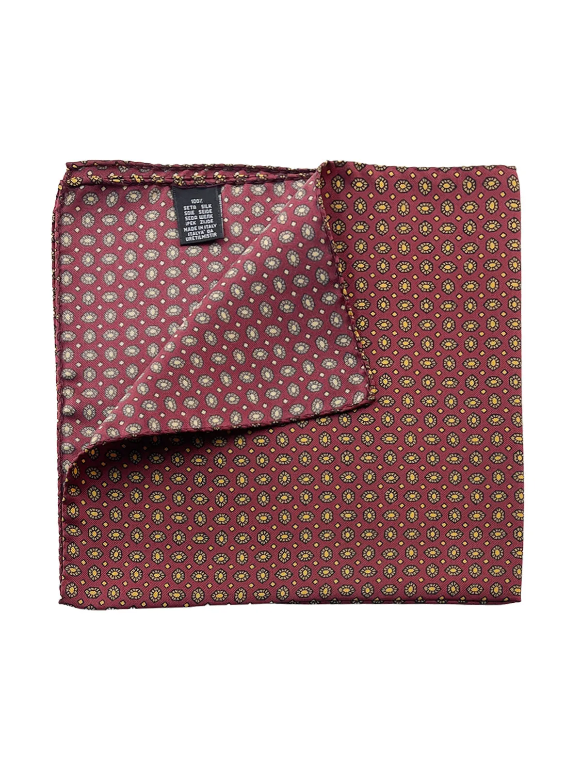 Burgundy Shield Printed Silk Pochette