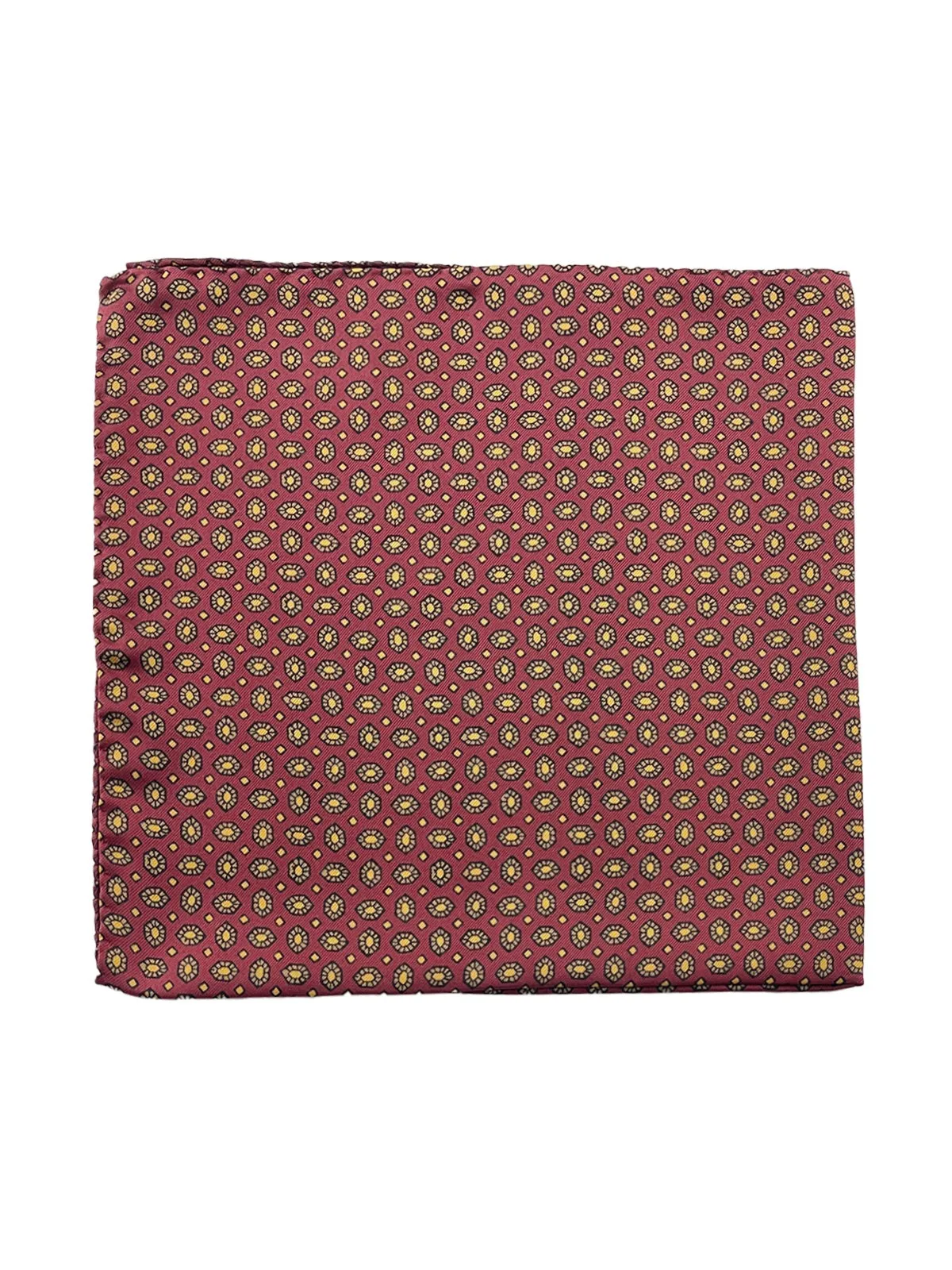 Burgundy Shield Printed Silk Pochette