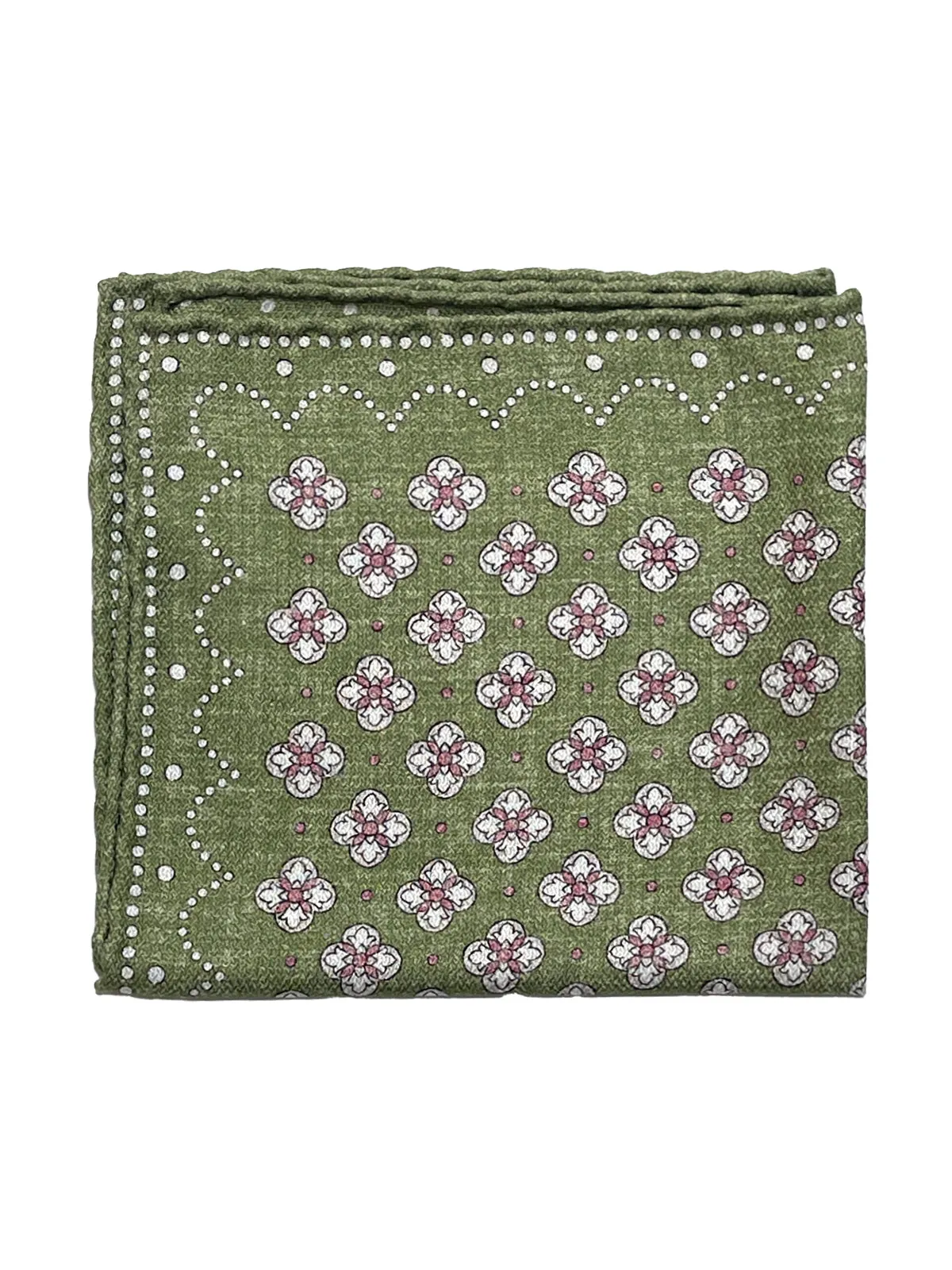 Chartreuse Green Medallion Printed Silk Pochette