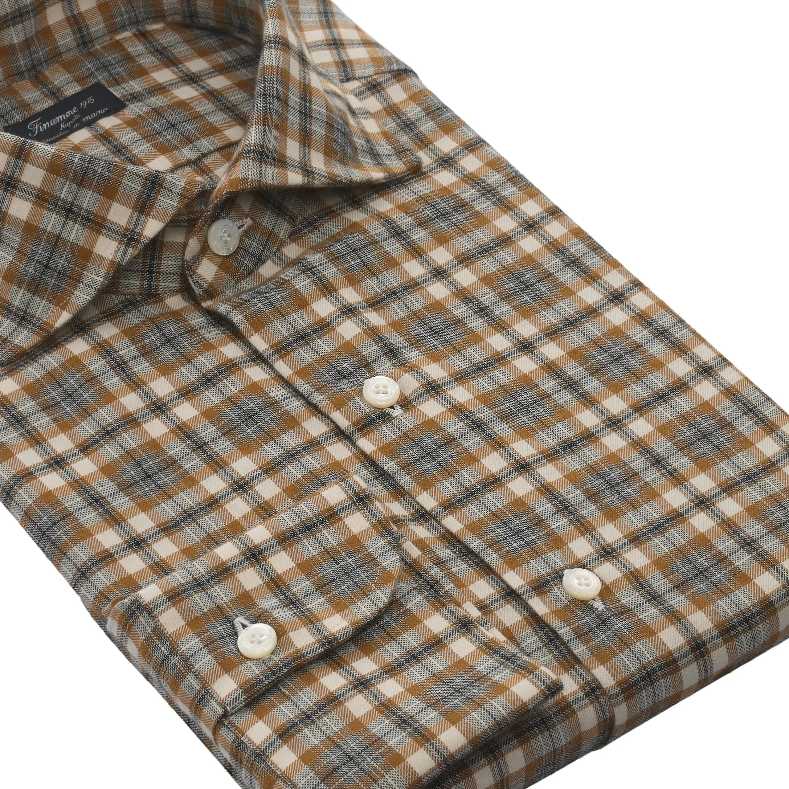 Checked Cotton Shirt in Brown