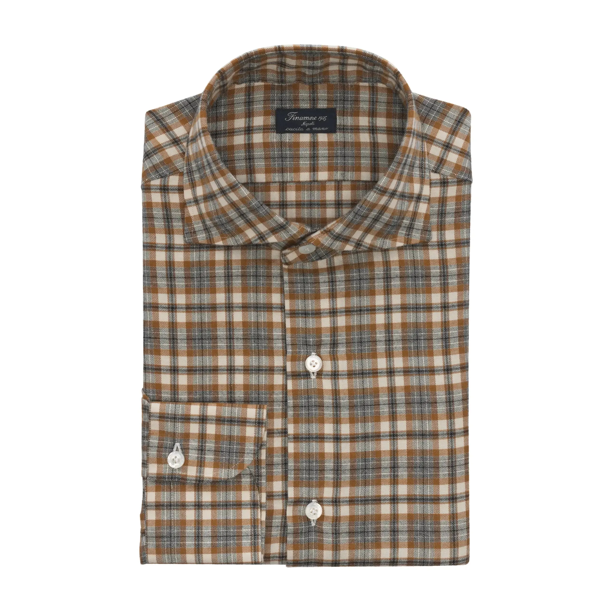 Checked Cotton Shirt in Brown