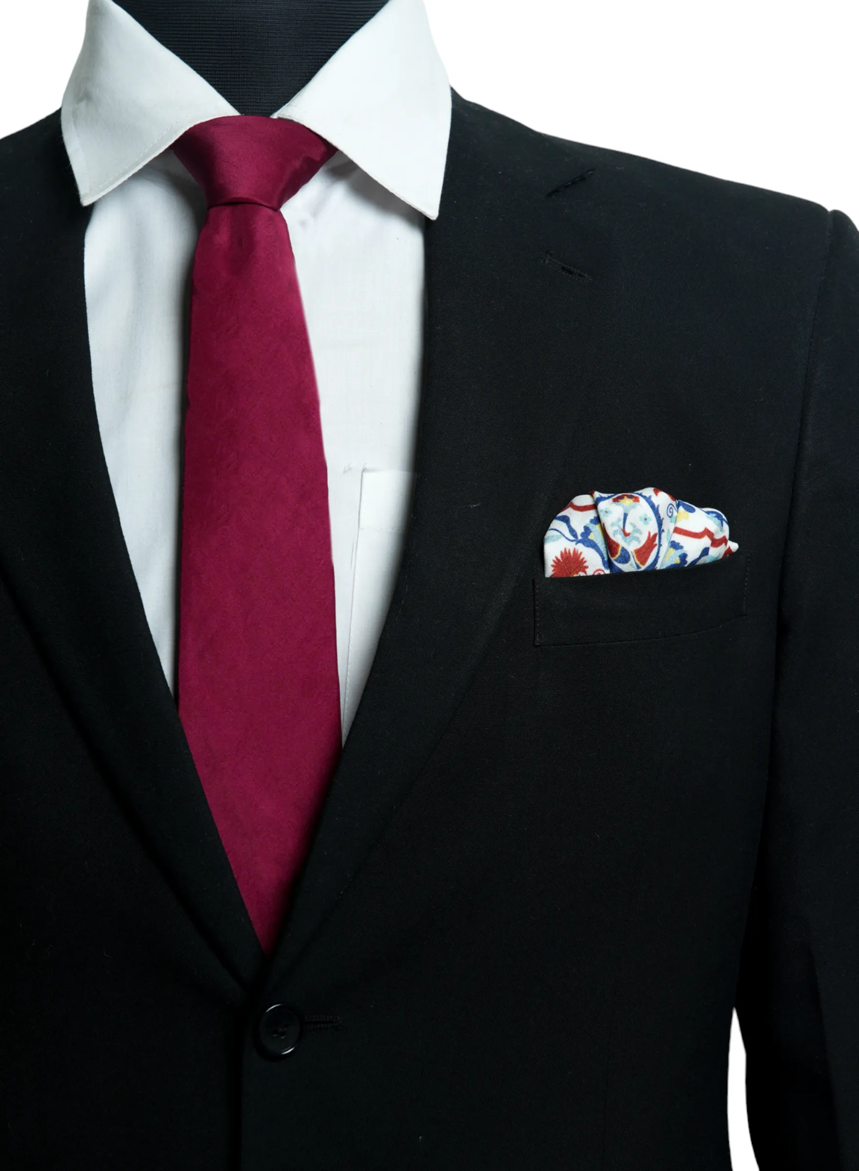 Chokore Agra - Pocket Square & Burgundy Silk Tie - Solids line