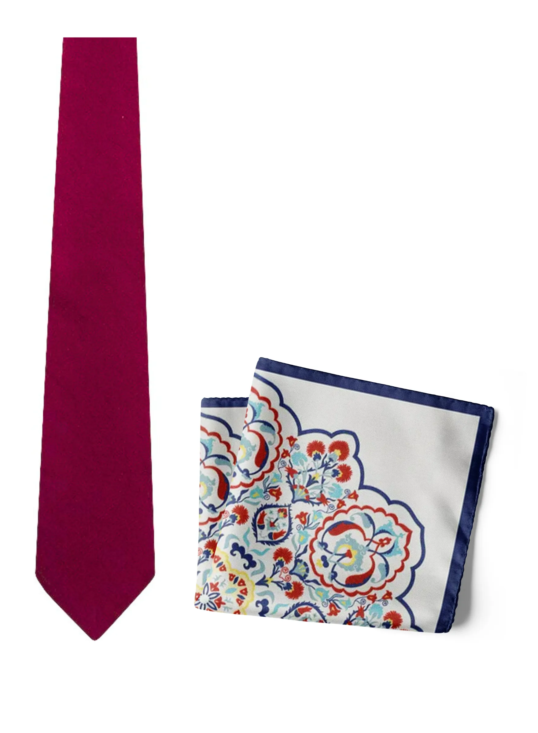 Chokore Agra - Pocket Square & Burgundy Silk Tie - Solids line