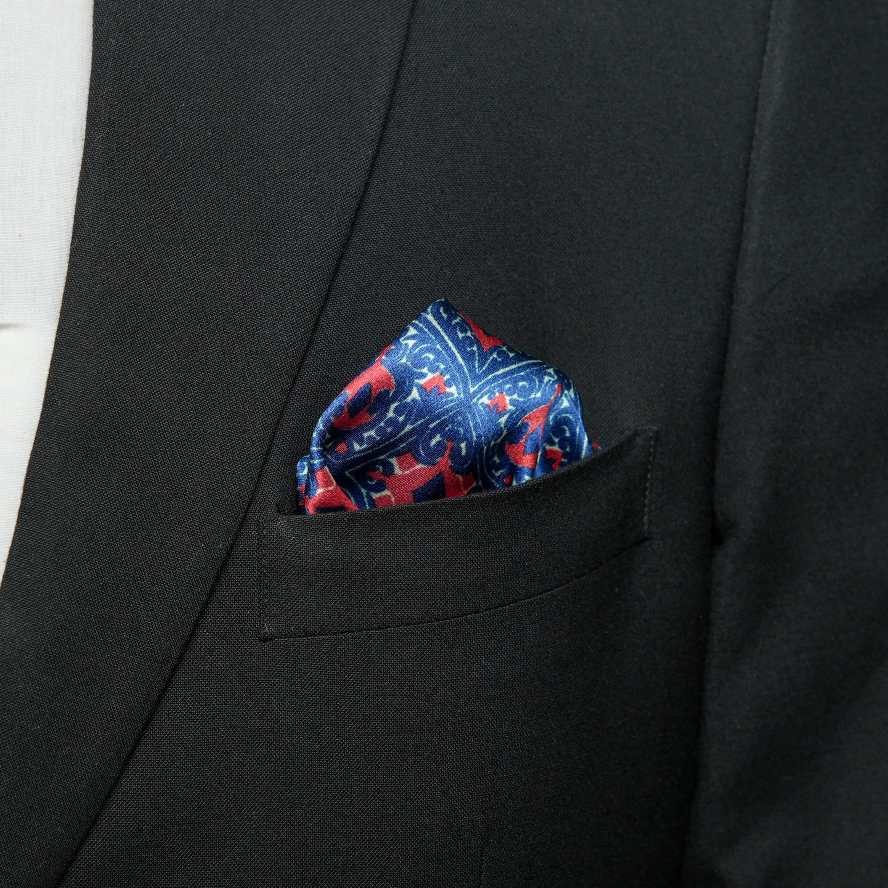 Chokore Blue & Scarlet Silk Pocket Square - Indian at Heart Range